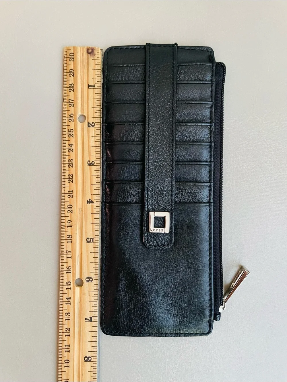 Lodis Black Genuine Leather Zip Wallet